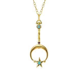 Katrina Kelly Fine Jewelry Designs a Glowing Classic Gold Moon and Star Wand with Opals and Diamonds