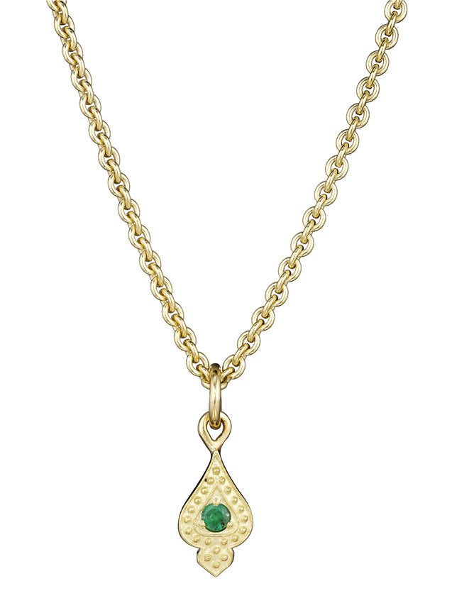Gold Emerald Charm Necklace