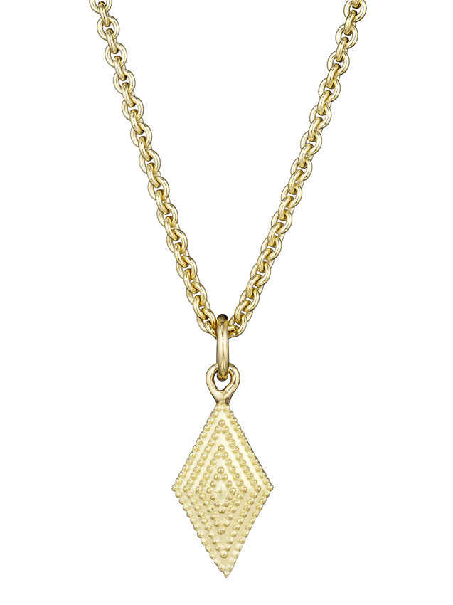 Gold Textured Diamond Shaped Pendant
