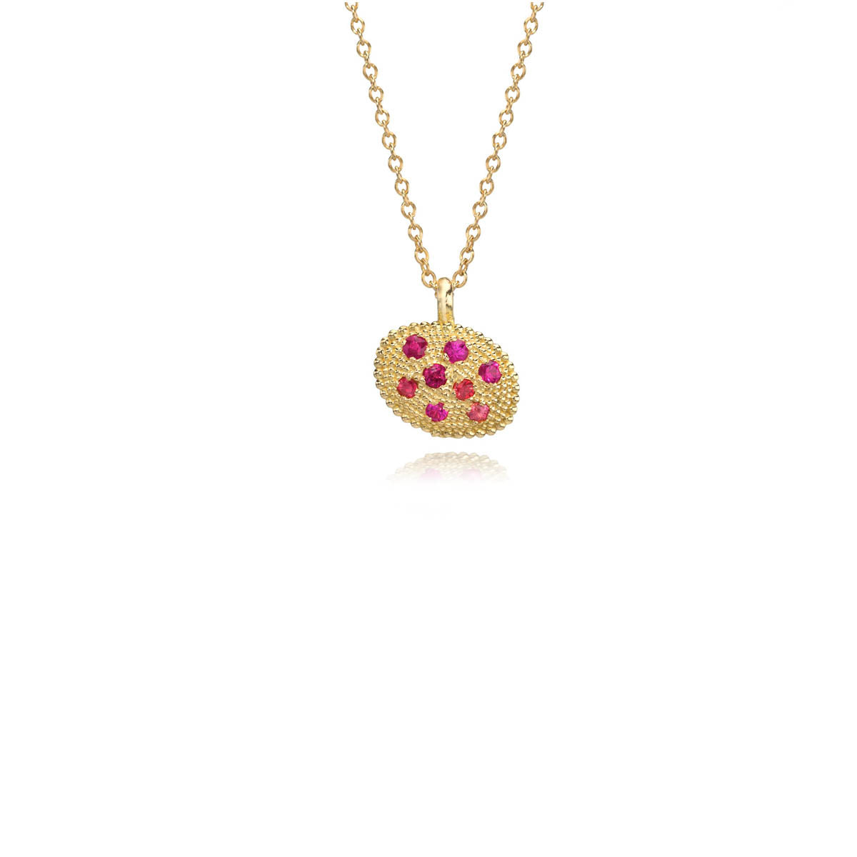 Gold Oval Charm with Sapphires and Rubies